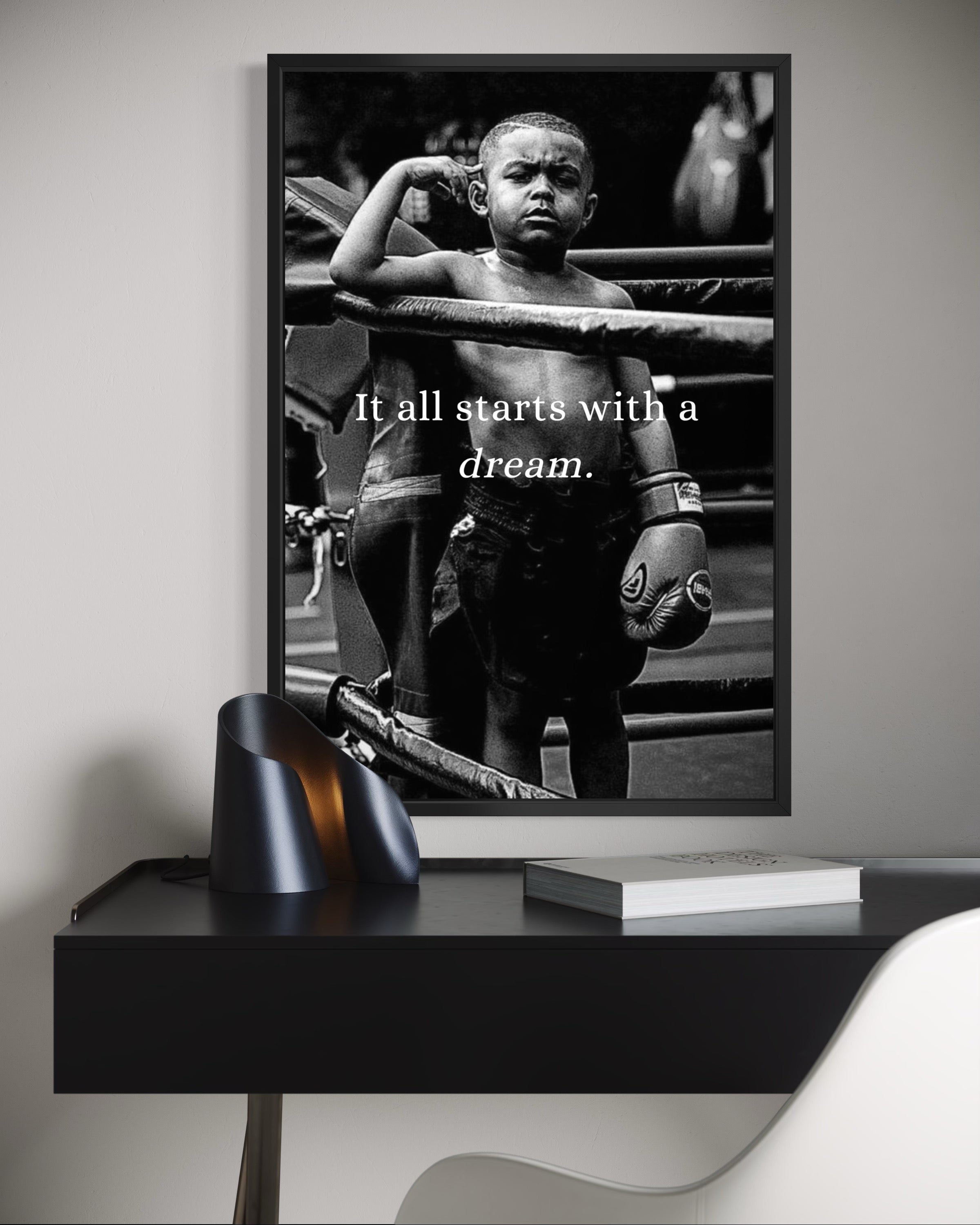 Boxer Kid Motivational Paper Poster